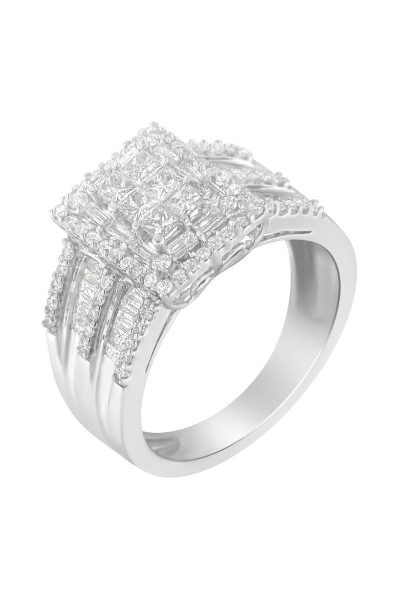 10K White Gold 1.0 Cttw Diamond Cluster Ring, Alternate, color, White