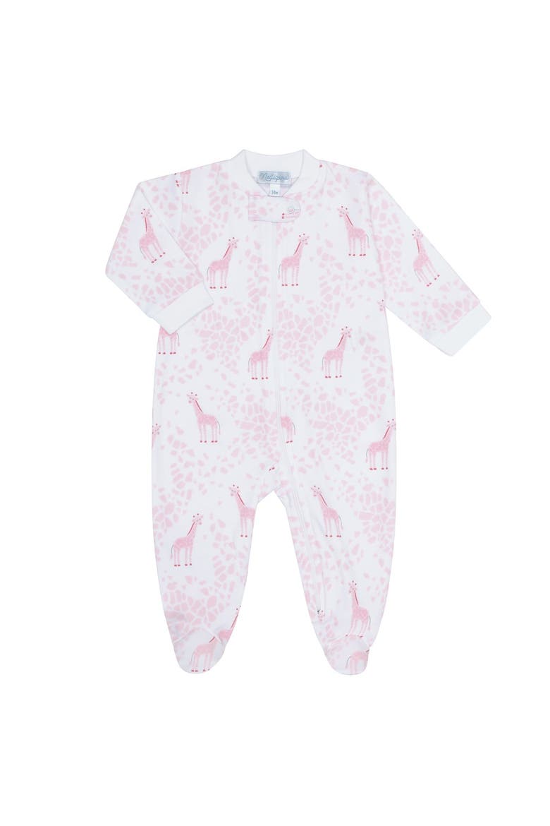 Pink Giraffe Print Zipper Footie - Baby, Alternate, color, Pink