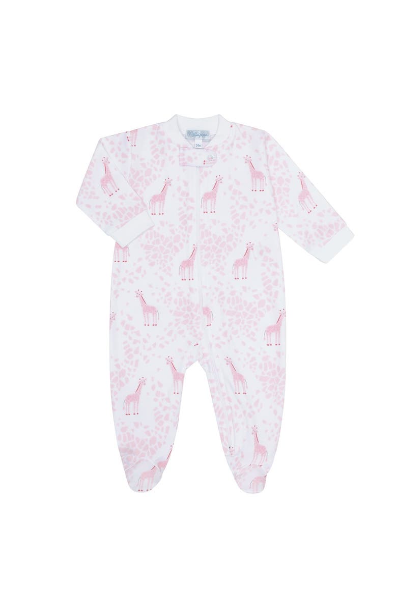 Nellapima Pink Giraffe Print Zipper Footie - Baby, Alternate, color, Pink