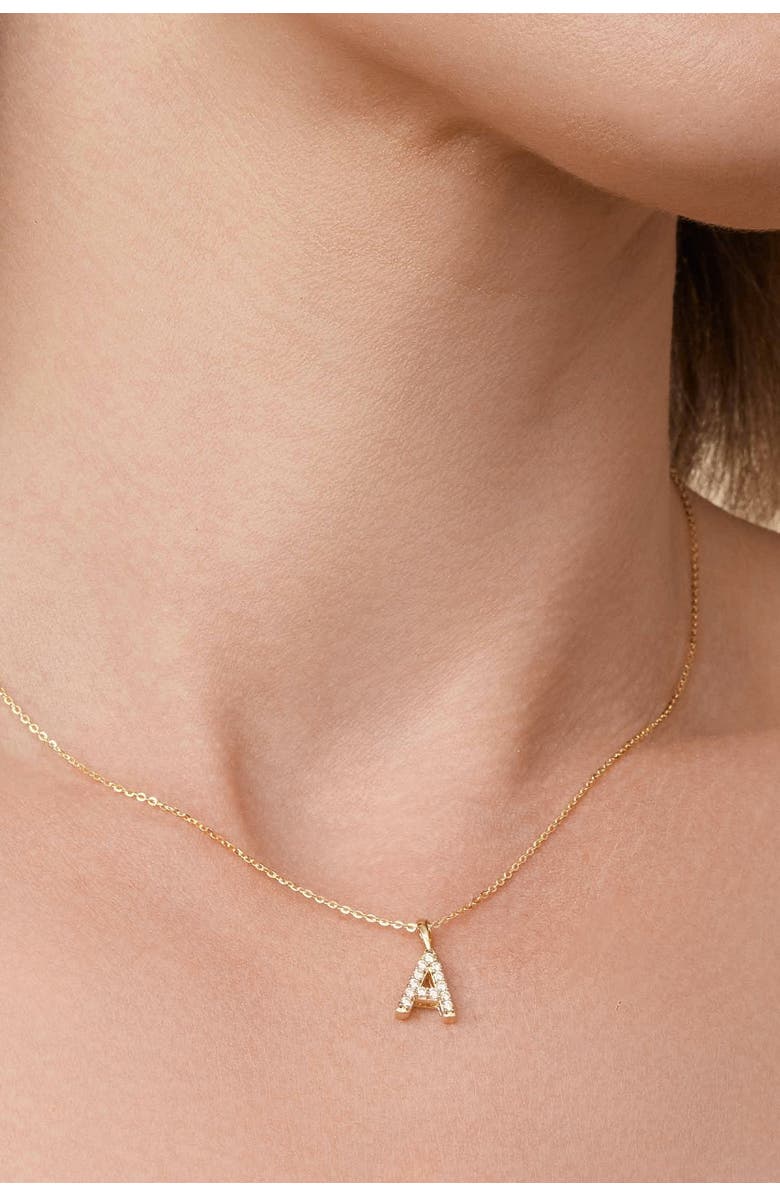 Oradina 14K Gold Luxe Letter Diamond Initial Pendant Charm, Alternate, color, Yellow Gold - R