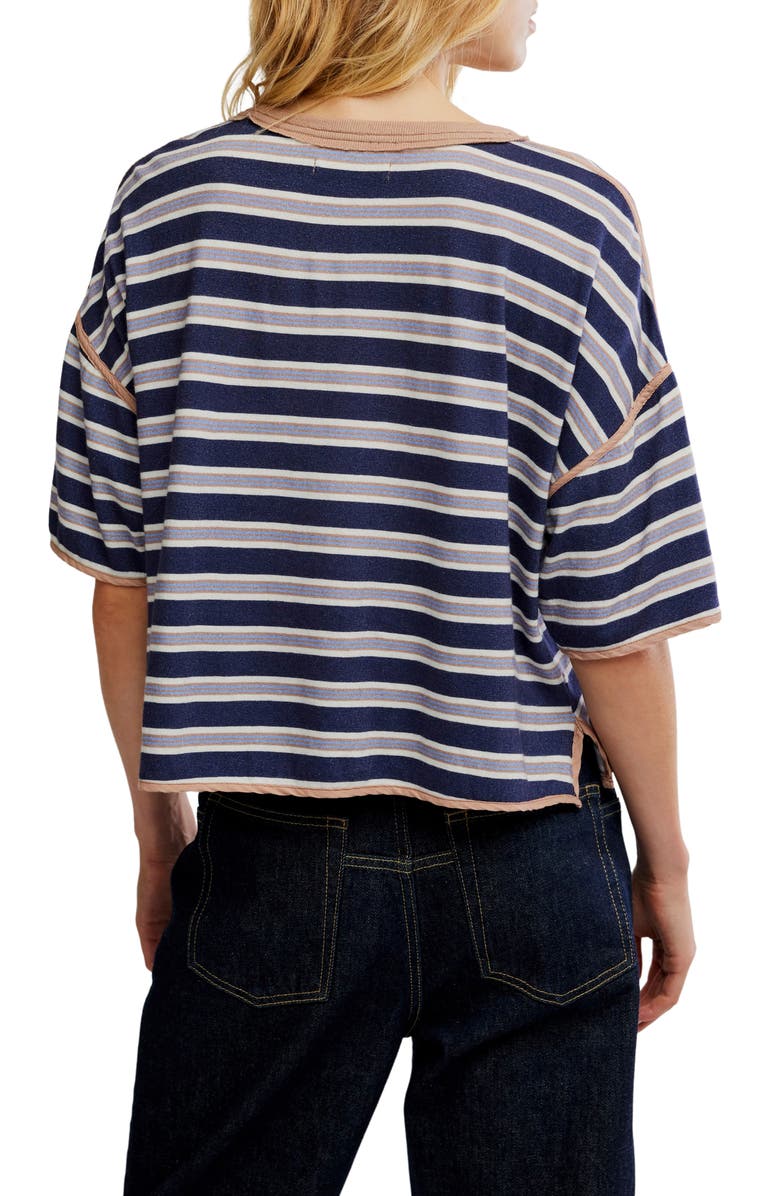 Free People Clean Rugby Stripe Cotton Top, Alternate, color, Navy Combo