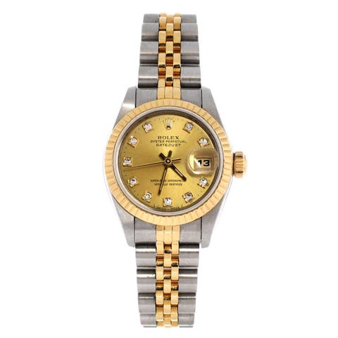 Oyster Perpetual Datejust Automatic Watch Stainless Steel and Yellow Gold with Diamond Markers 26