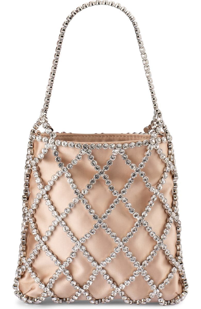 Olga Berg Kit Crystal Cage Top Handle Bag, Main, color, Natural
