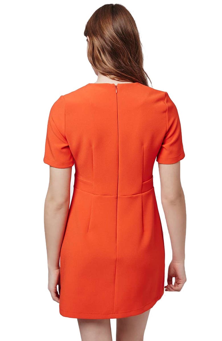 Topshop Short Sleeve Shift Dress, Alternate, color, Red