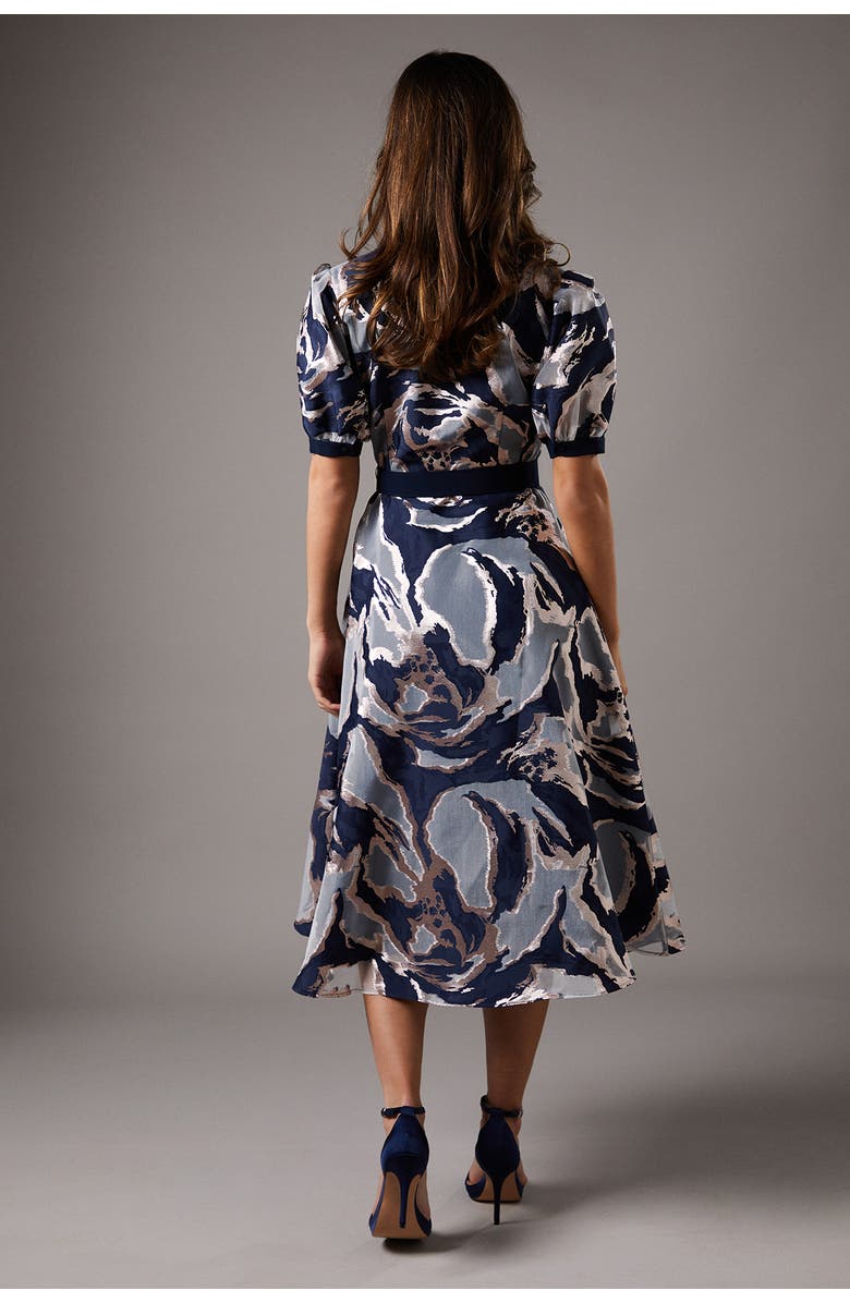 Coast Short Sleeve Jacquard Shirt Dress, Alternate, color, Navy