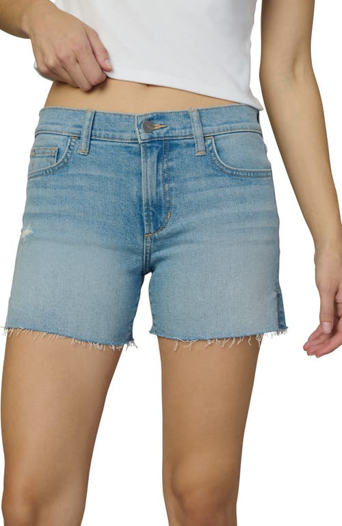 Joe's The Ozzie Raw Hem Side Slit Mid Rise Denim Shorts In Blue