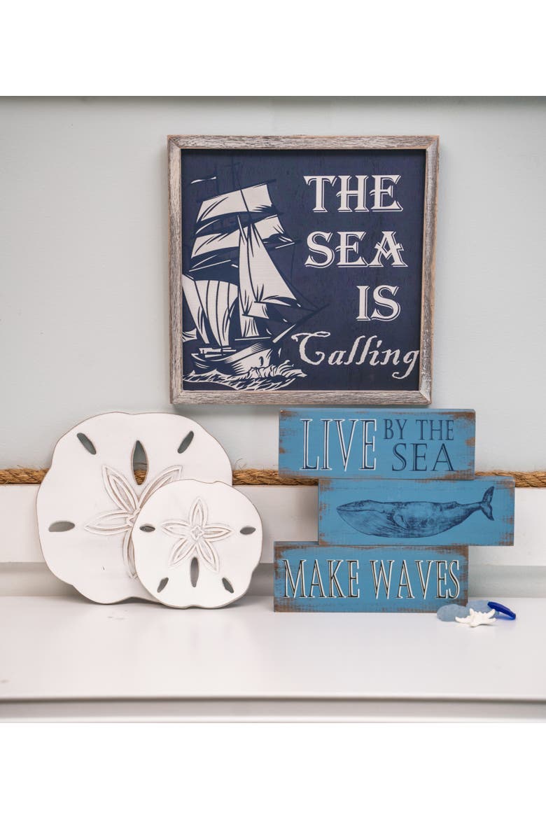 "Sea Is Calling" Hanging Small Wall Plaque Sign 11.8", Alternate, color, Blue