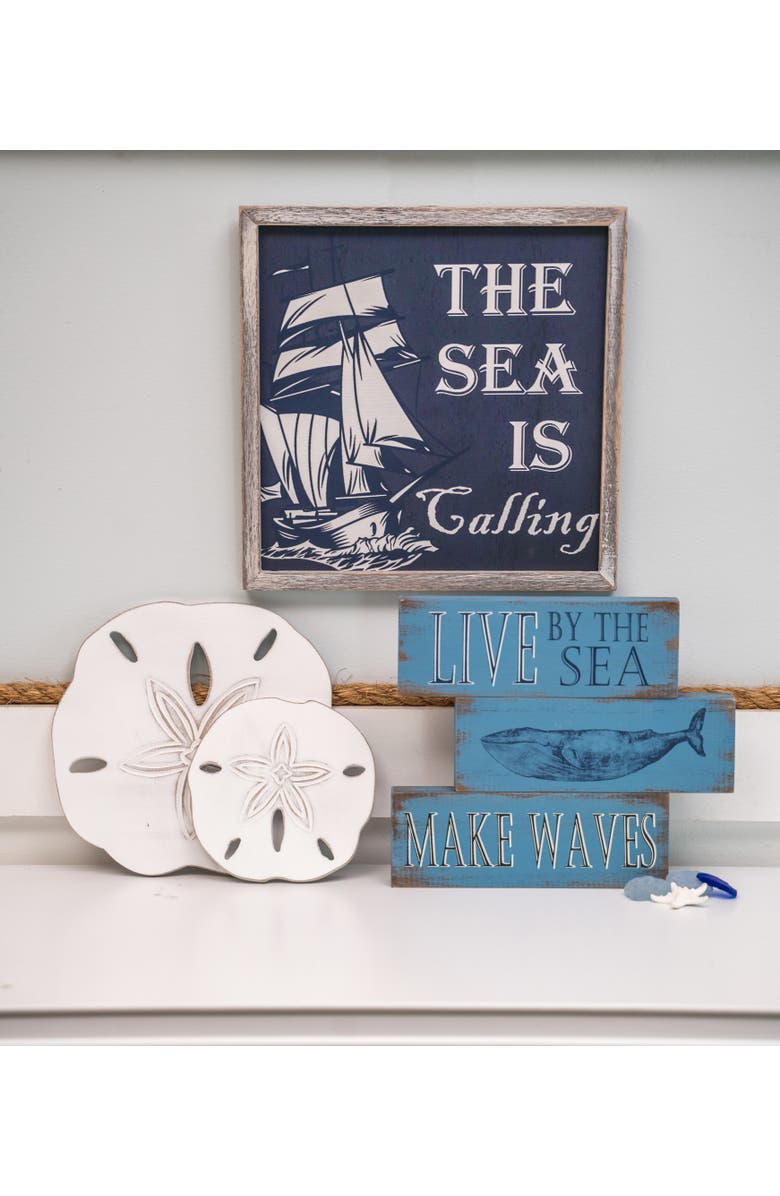Beachcombers Sea Is Calling Wall Hanging Plaque Sign, Alternate, color, Blue