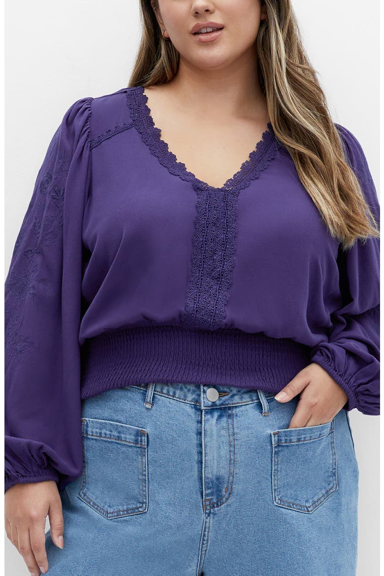 Frances Lace Blouson Top, Main, color, BLUE