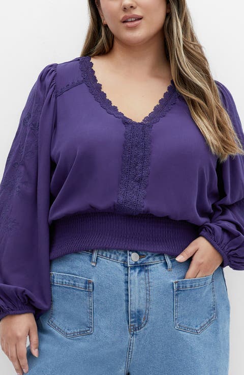 Frances Lace Blouson Top (Plus)