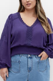 City Chic Frances Lace Blouson Top
