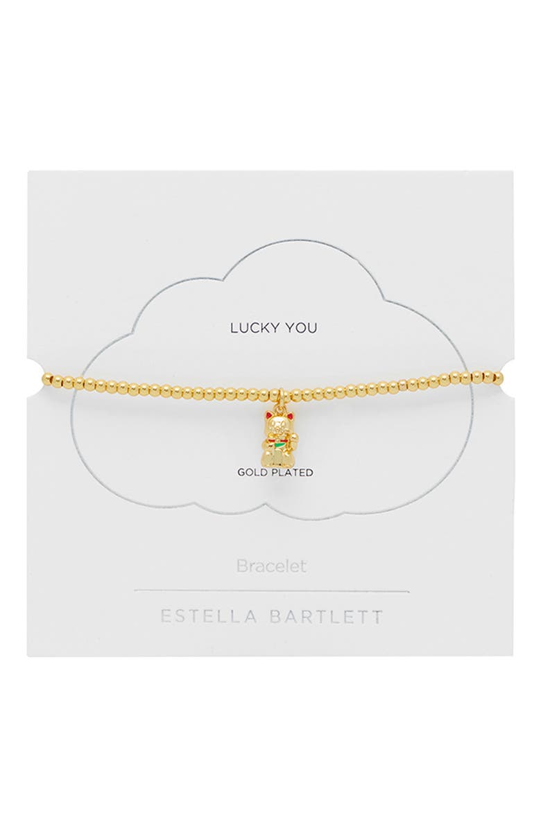 Estella Bartlett Lucky Cat Sienna Stretch Bracelet, Alternate, color, Gold