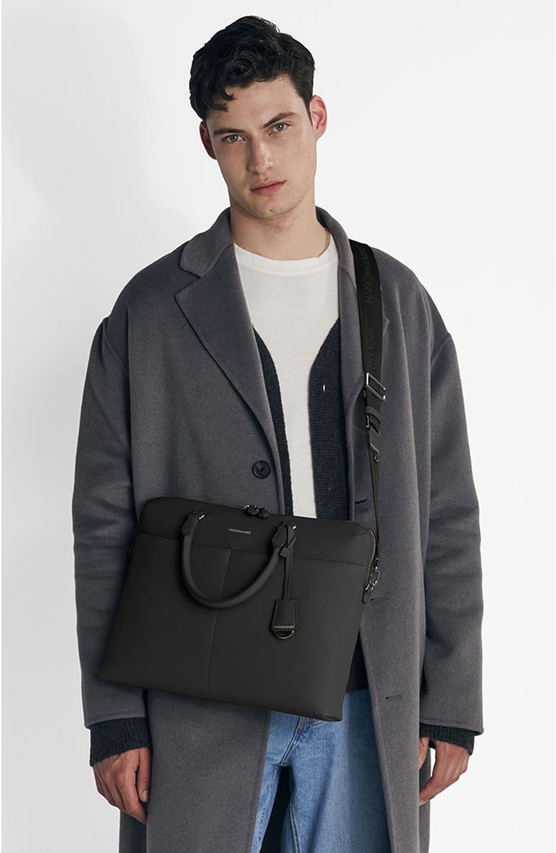 MAISON de SABRÉ Leather Laptop Bag, Alternate, color, Black Caviar