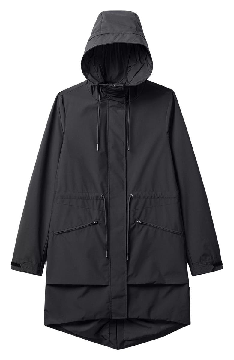Noize Mid Length Rain Coat, Alternate, color, Black