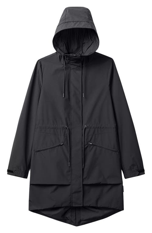 Noize Mid Length Rain Coat In Black