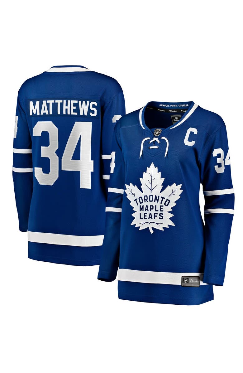 FANATICS Women's Fanatics Auston Matthews Blue Toronto Maple Leafs Captain Patch Home Breakaway Player Jersey, Alternate, color, Blue