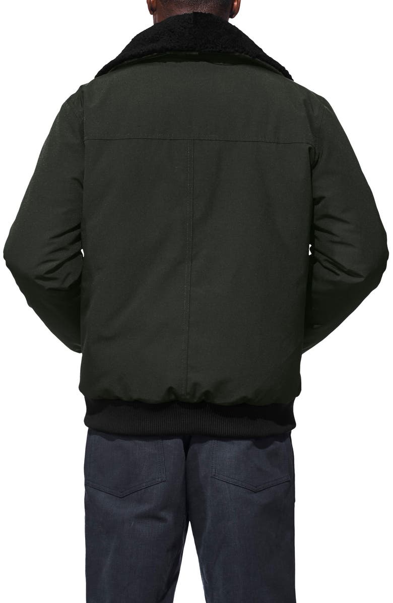 Canada Goose Bromley Slim Fit Down Bomber Jacket with Genuine Shearling Collar, Alternate, color, 