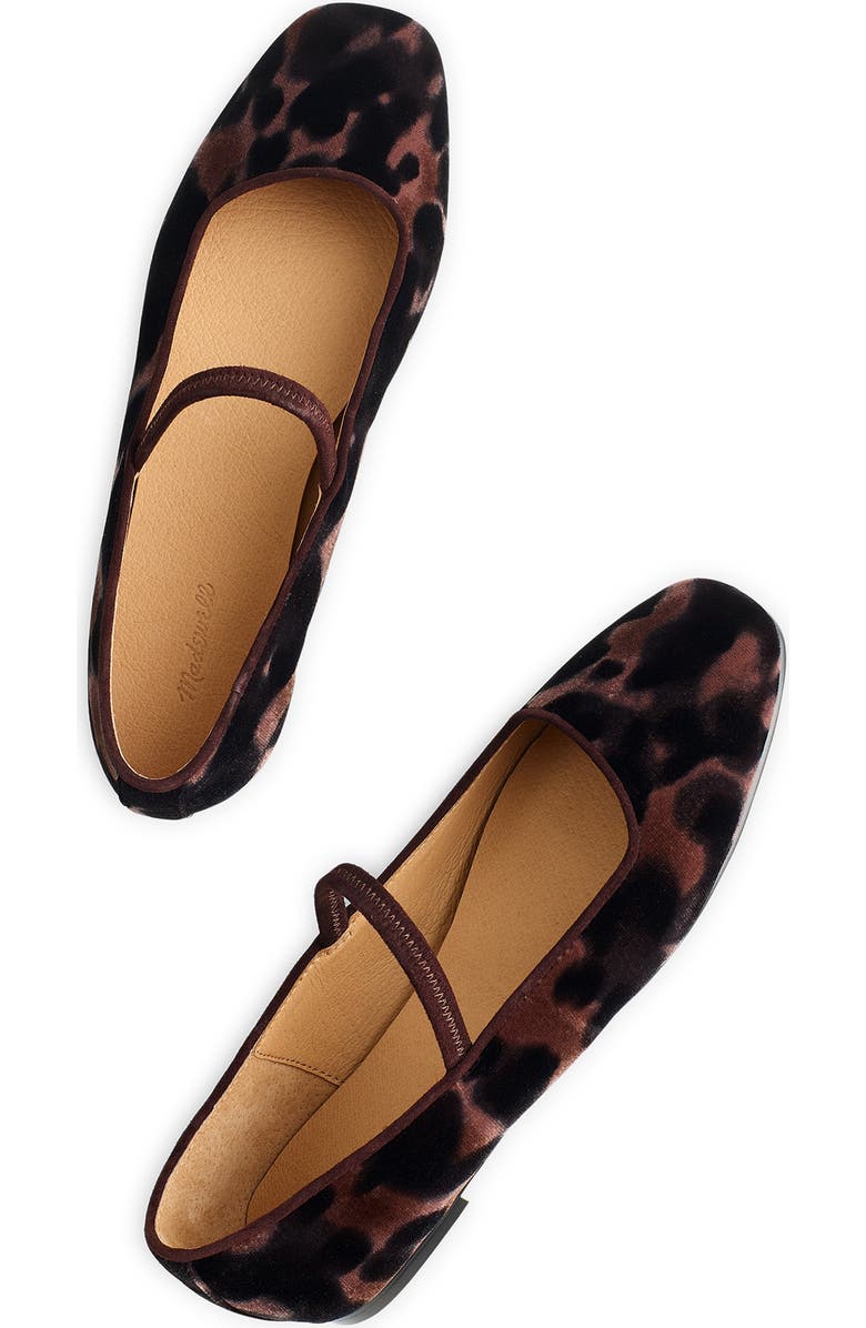 Madewell Greta Leopard Print Velvet Mary Jane Flat, Alternate, color,