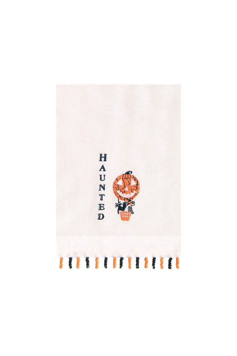 Haunted Pumpkin Beaded Halloween Guest Towel, Main, color, Off-White