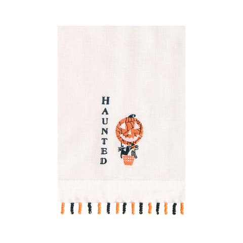 Haunted Pumpkin Beaded Halloween Guest Towel