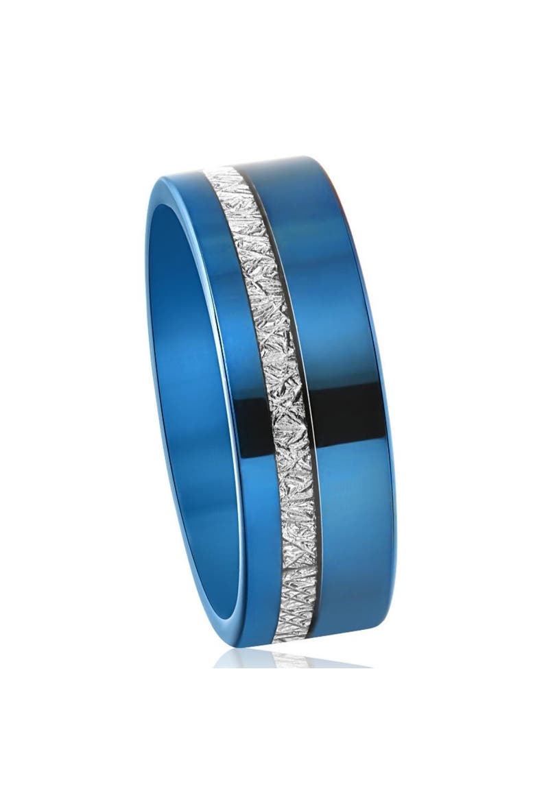 Men's Blue Tungsten Ring Meteor Inlay 8mm Wedding Band, Alternate, color, Blue Tungsten