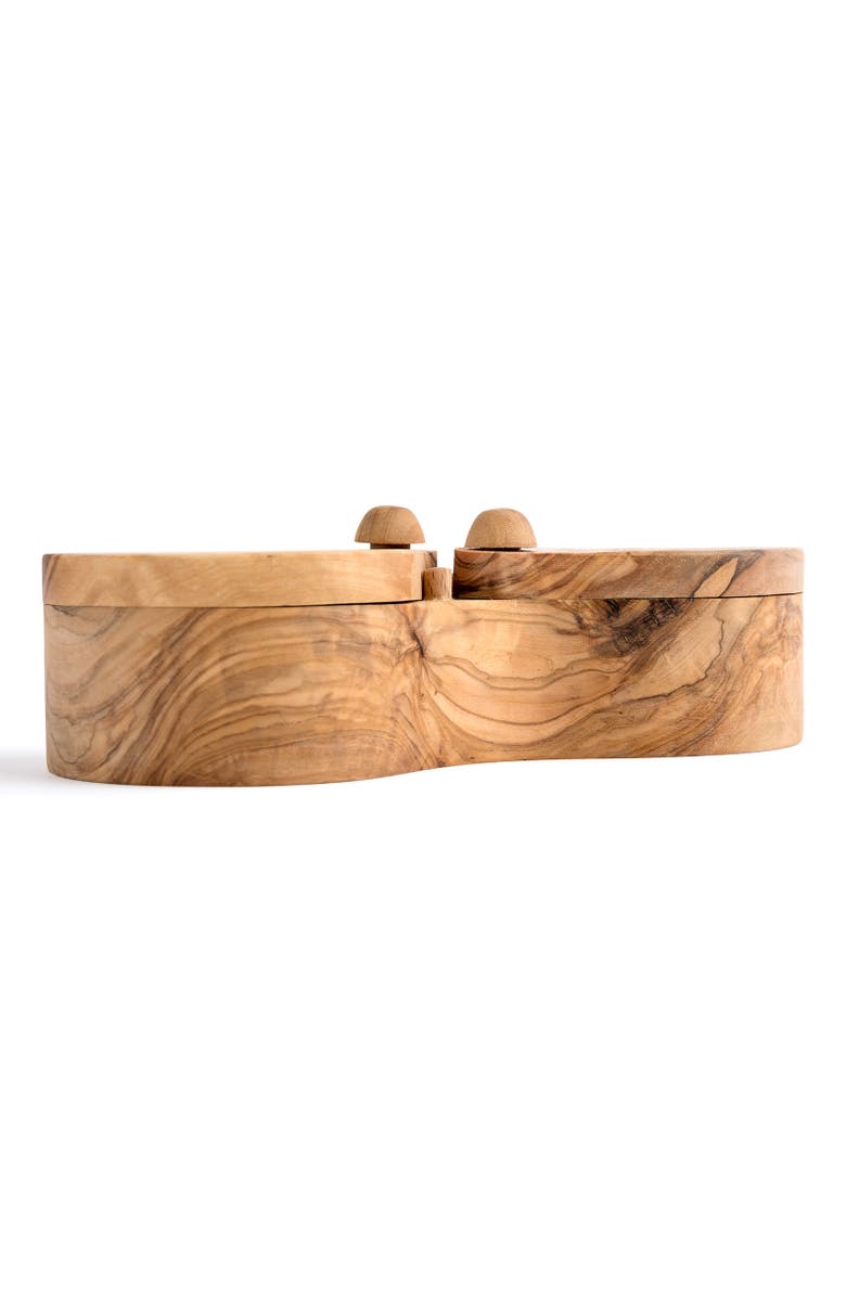 Berard France Olive Wood Double Salt Keeper and Spice Box, Alternate, color, Brown