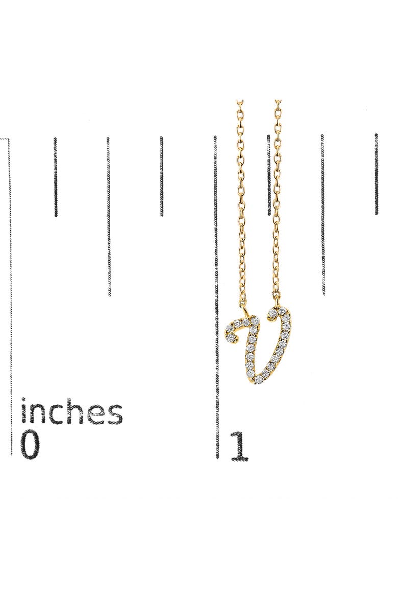14K Gold Diamond Accent "A-Z" Initial Script Style Pendant Necklace, Alternate, color, Yellow Gold | V