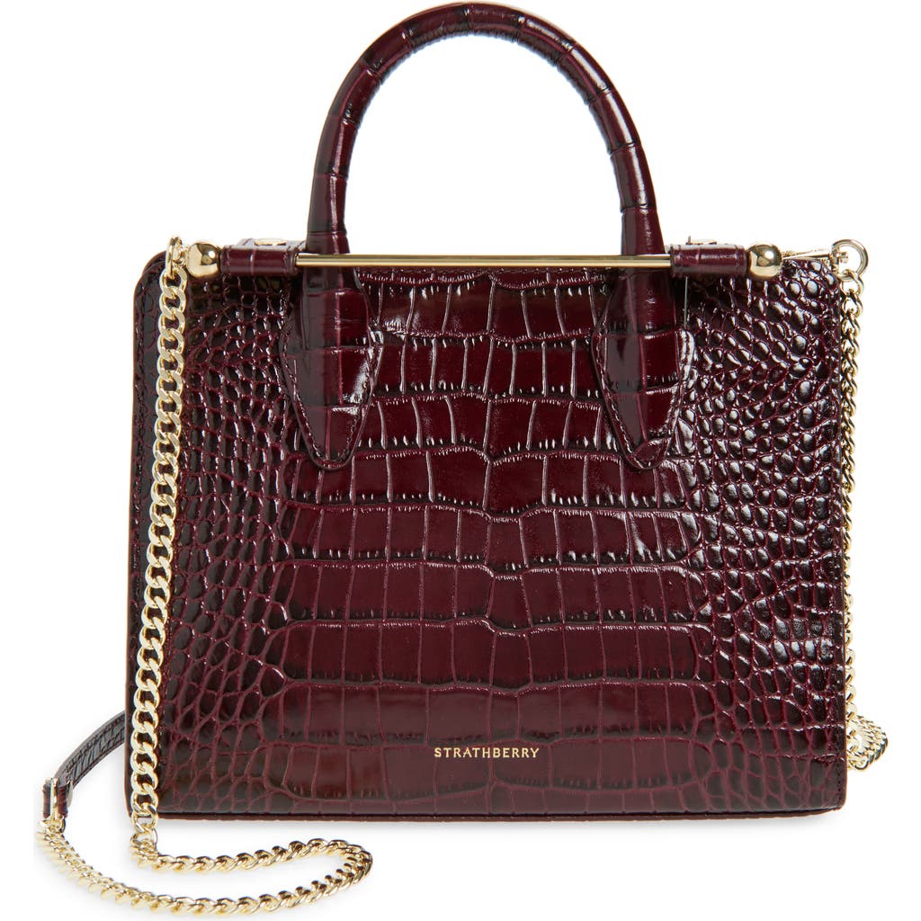 Strathberry Mini Croc Embossed Leather Tote