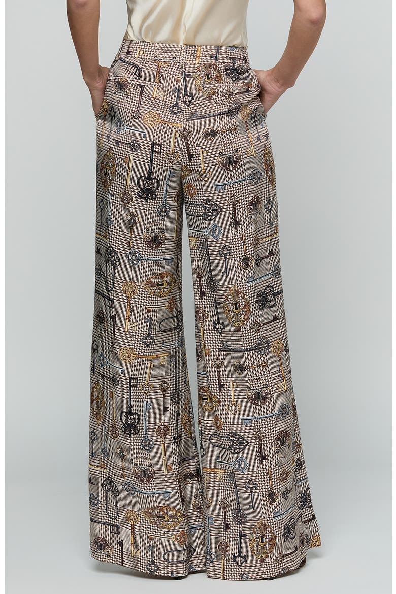 Pilar Houndstooth Key Wide Leg Pants, Alternate, color, BROWN HOUNDSTOOTH KEY