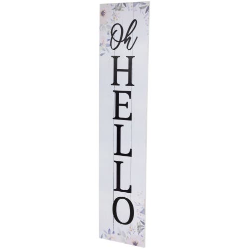 Northlight 36" Floral "oh Hello" Wooden Porch Board Sign Decoration In White