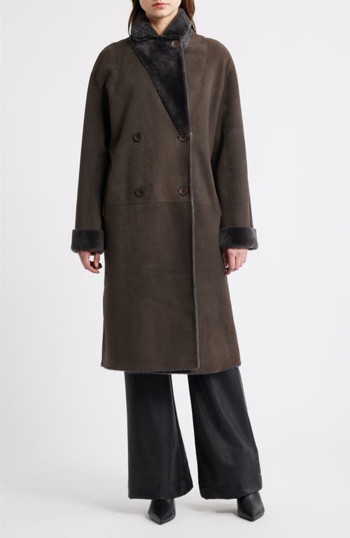 Hiso Elle Reversible Genuine Sheared Shearling Coat In Burgundy