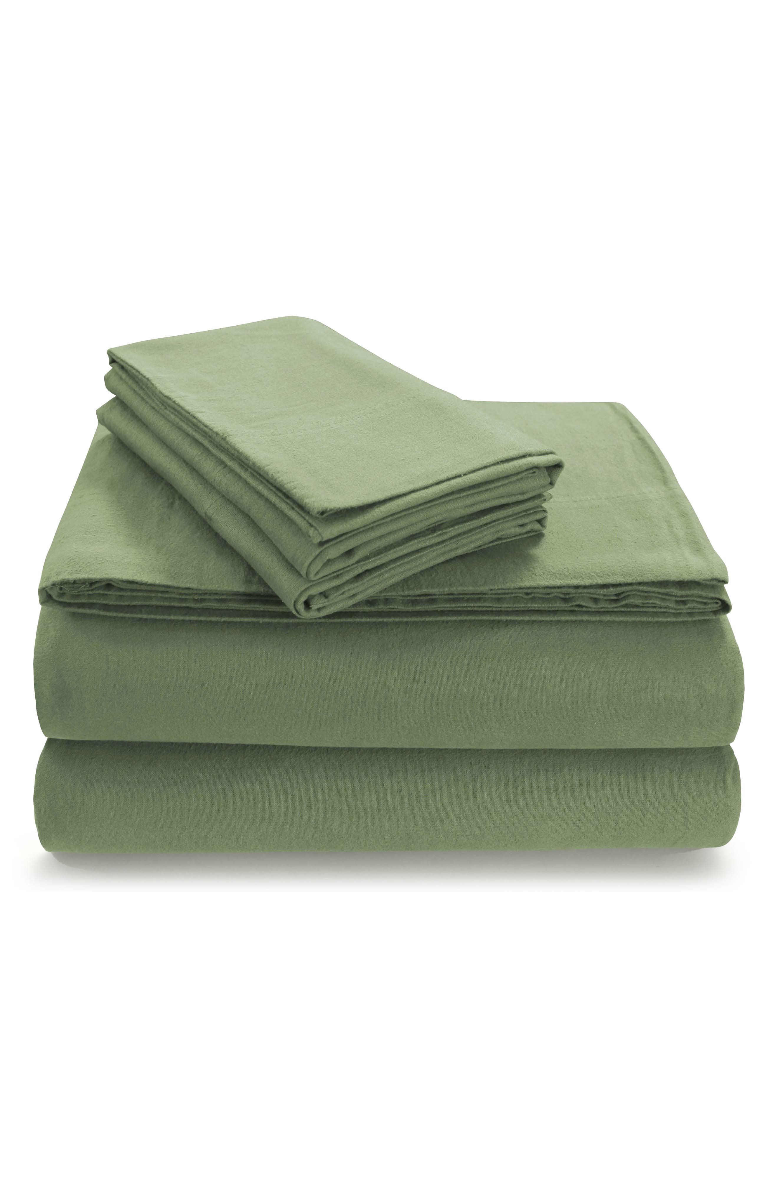 AZORES HOME Solid Cotton Flannel Flat Sheet