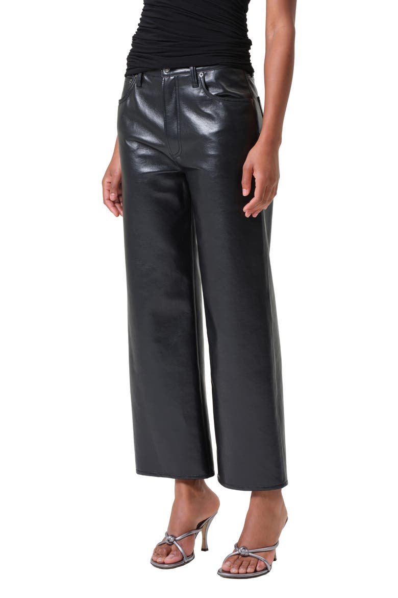 Ren High Waist Ankle Wide Leg Leather Blend Pants, Alternate, color, DETOX