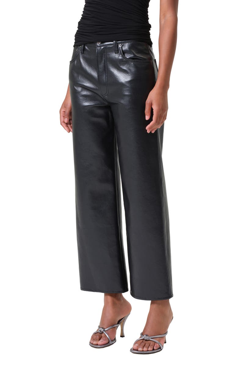 AGOLDE Ren High Waist Ankle Wide Leg Leather Blend Pants, Alternate, color, Detox