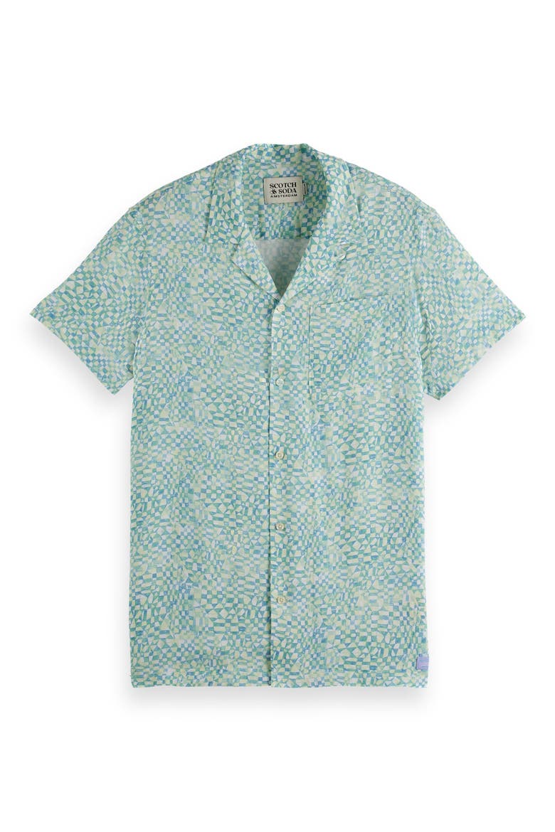 Relaxed Fit Print Short Sleeve Button-Up Shirt, Alternate, color, LUNA DITSY GREEN