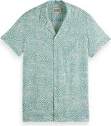 Scotch & Soda Relaxed Fit Print Short Sleeve Button-Up Shirt