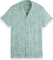 Scotch & Soda Relaxed Fit Print Short Sleeve Button-Up Shirt