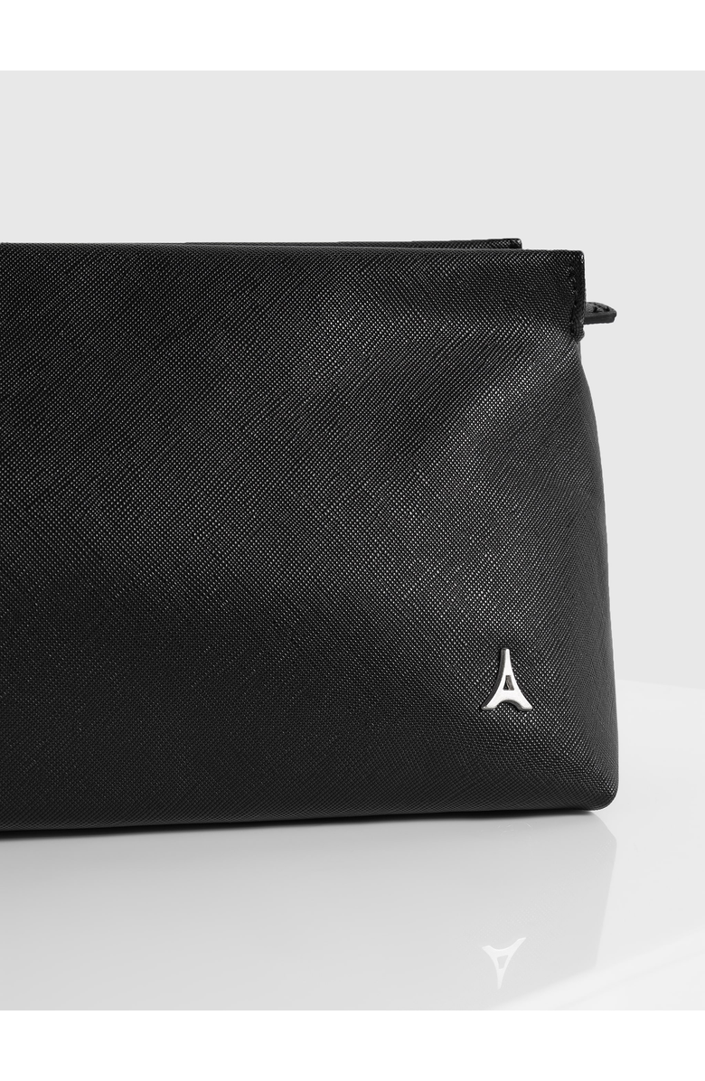 Manière De Voir Jessy Textured Leather Washbag, Alternate, color, Black