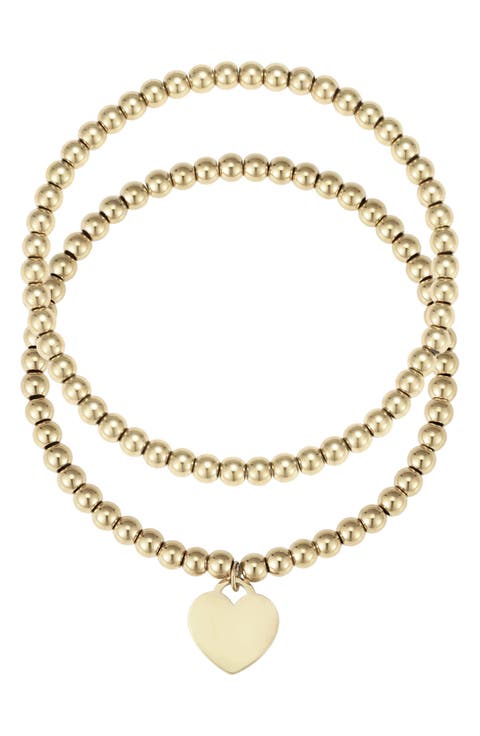 Set of 2 Beaded Heart Bracelets