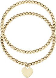 Adornia Set of 2 Beaded Heart Bracelets