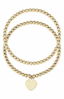 Adornia Set of 2 Beaded Heart Bracelets