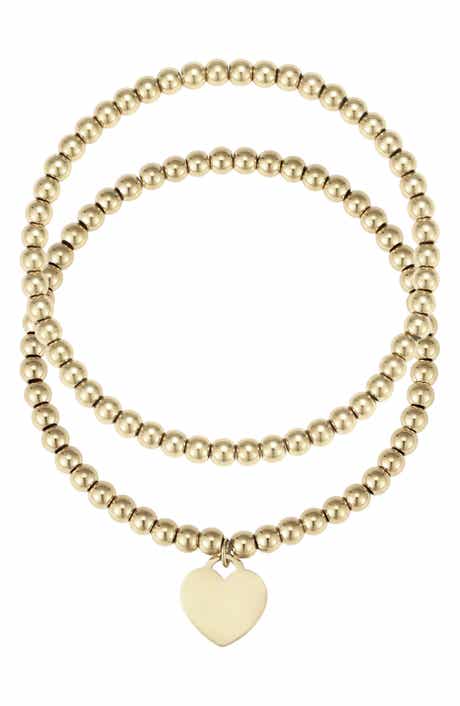 Adornia Set of 2 Beaded Heart Bracelets