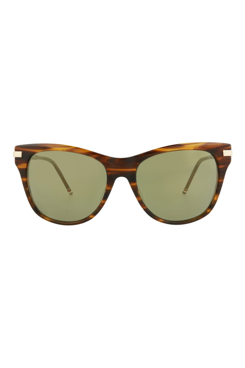 56mm Cat Eye Sunglasses, Main, color, WALNUT GOLD GREEN