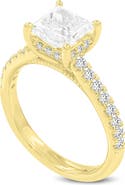 LuvMyJewelry Aneliya 14K Yellow Gold Princess Cut Lab Grown Diamond Hidden Halo Engagement Ring - 1.95 Ct