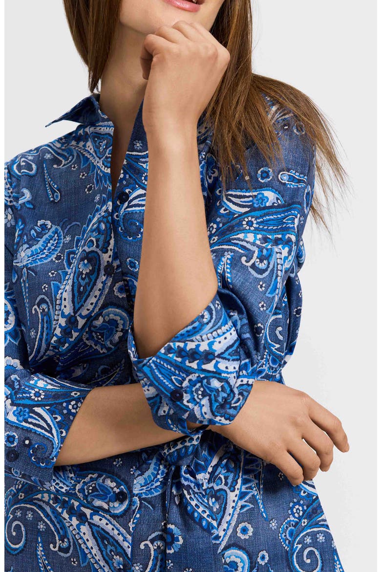 Rocca Paisley Print Belted Cotton Shirtdress, Alternate, color, BLUE/ MULTI