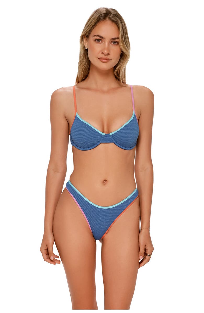 Swim Systems Dani Scoop Bikini Swim Bottoms, Alternate, color, Desert Sky Lurex