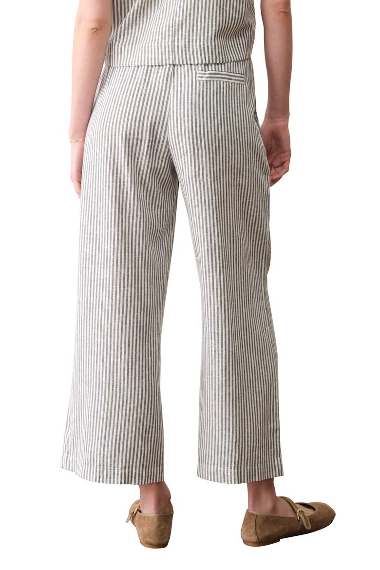 Allison Stripe Pull-On Crop Wide Leg Hemp Blend Pants, Alternate, color, INDIA INK STRIPE