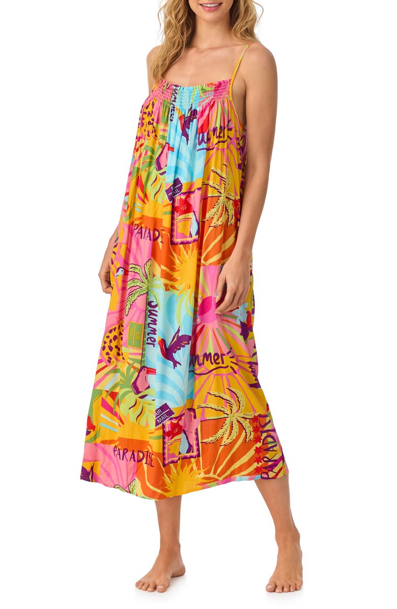 Room Service Pjs Smocked Print Nightgown, Alternate, color, Mult Pattern