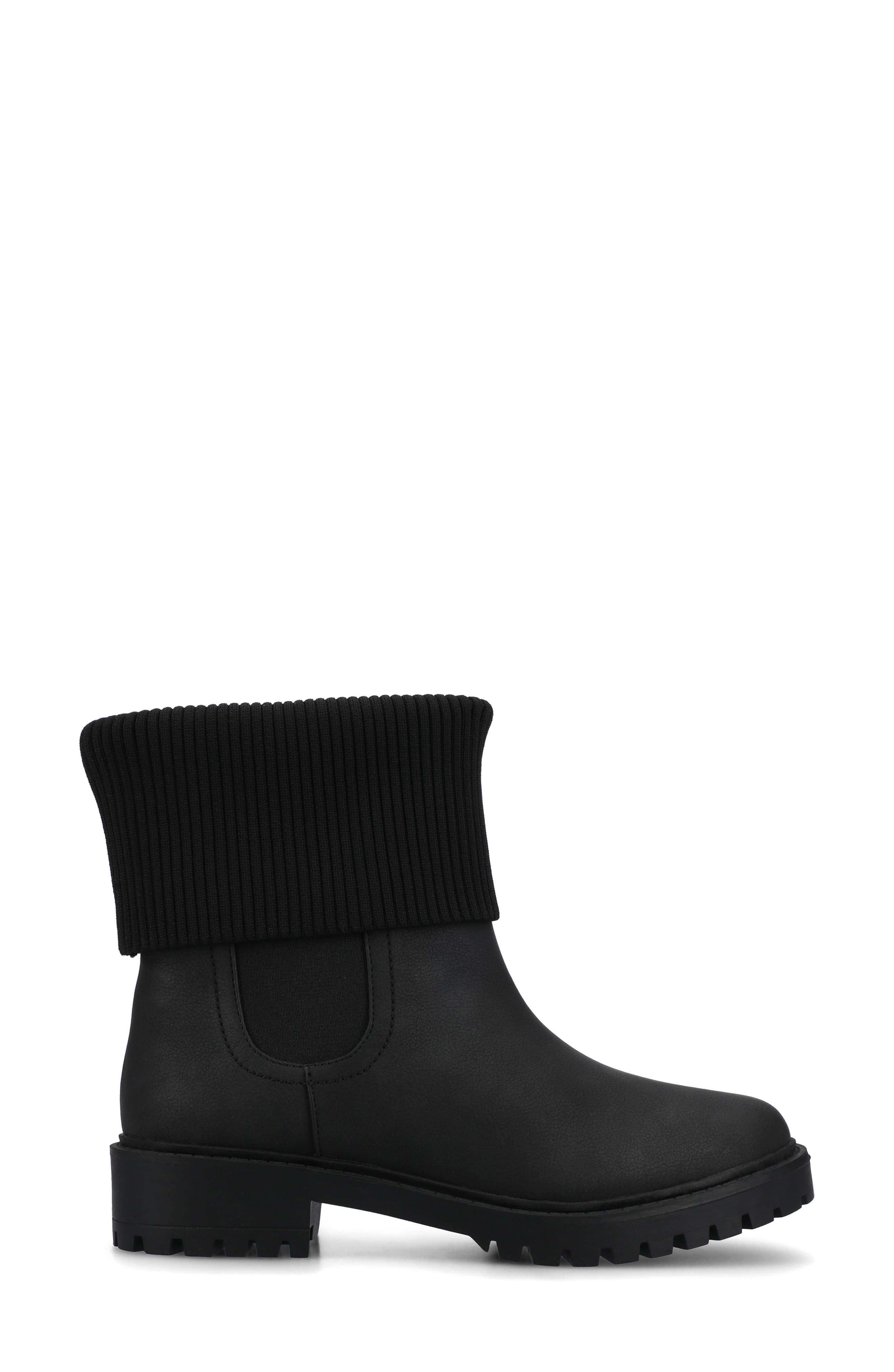 Journee Collection Isabeau Knit Collar Chelsea Boot - Wide Width Available, Alternate, color, Vintage/ Black
