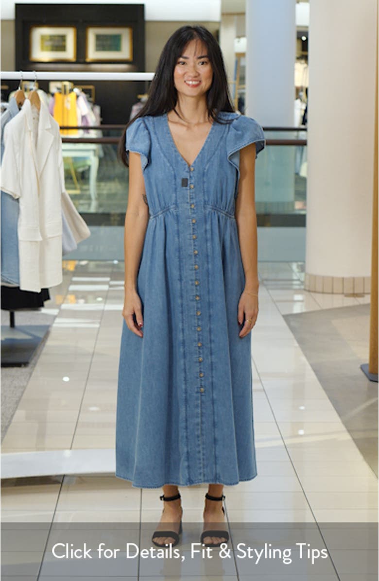 Button Front Chambray Midi Dress, sales video thumbnail